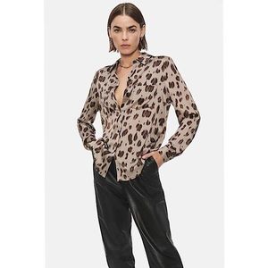 NEW Anine Bing Beige Leopard Silk Blouse NWT Sz Small